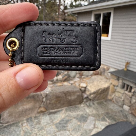 Coach Leatherware Horse and Carriage Leather Hang Tag Key Chain Bag Charm Black - Picture 7 of 7